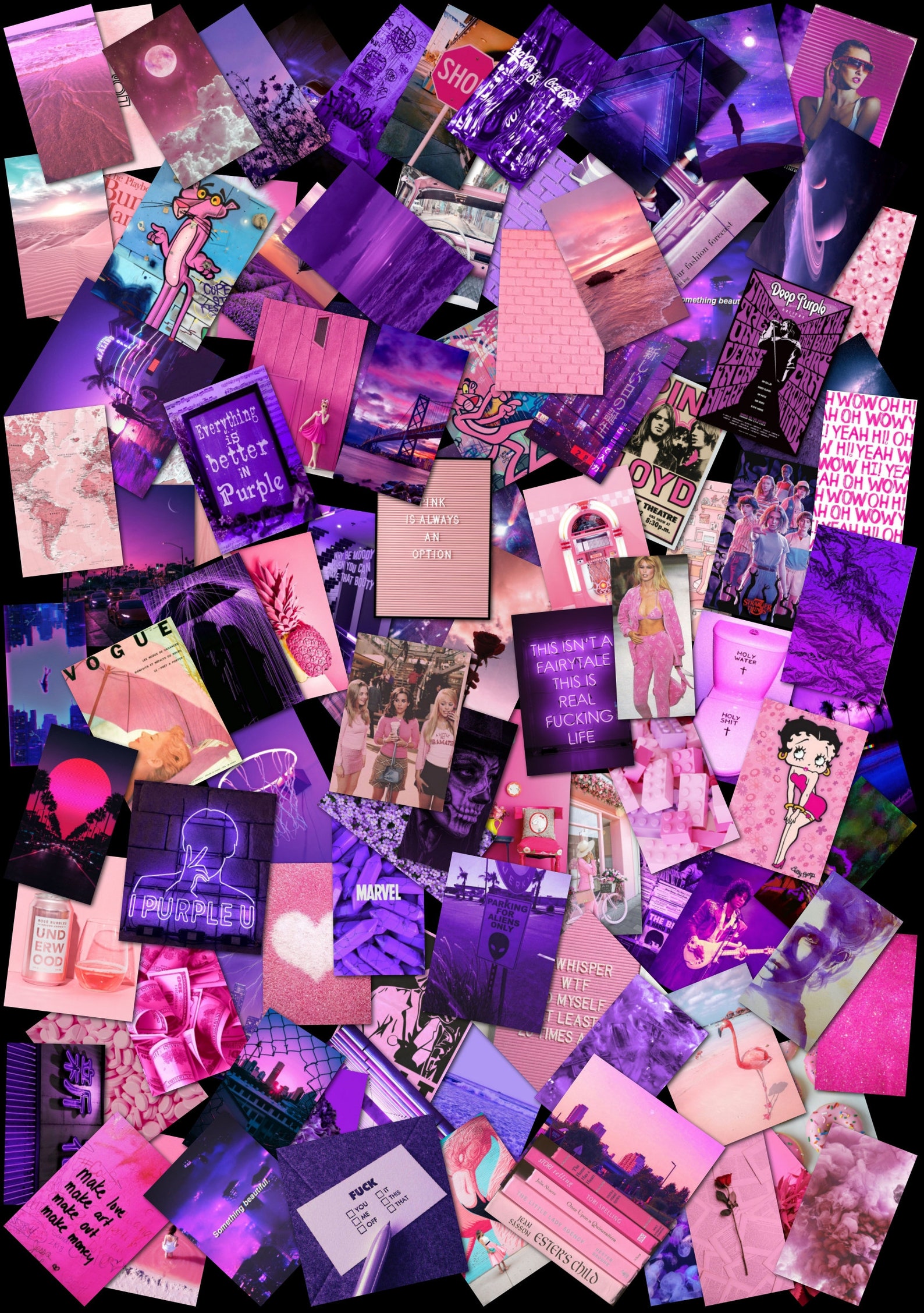 Pink Collage Purple Collage Wall Collage Kit Photo Collage Etsy