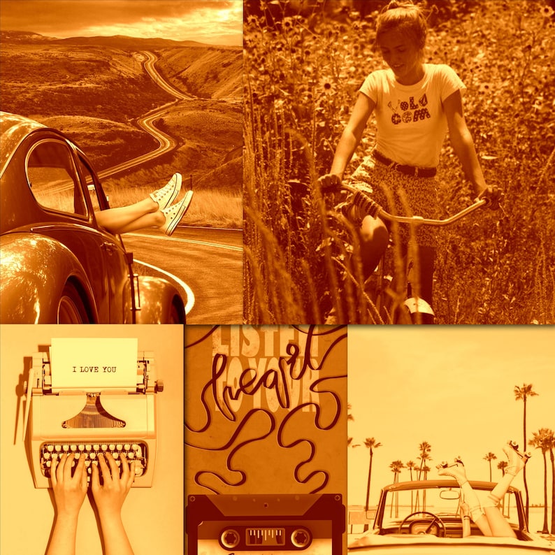 Retro Wall Collage Kit Burnt Orange Aesthetic Vintage Wall Etsy Ireland