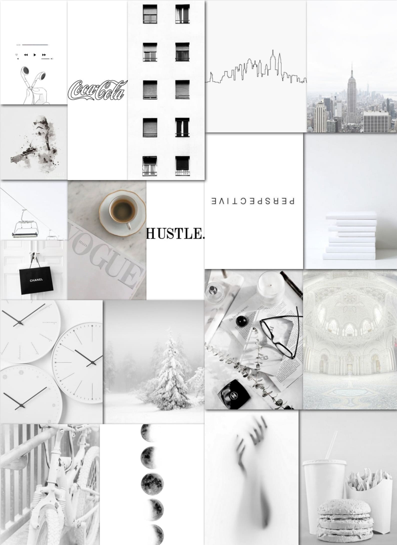White Wall Collage Kit White Aesthetic Wall Collage Kit Etsy Hong Kong