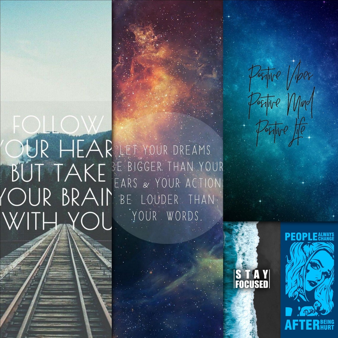 Zitate Wand Kunst Collage positive Zitate Collage Etsy