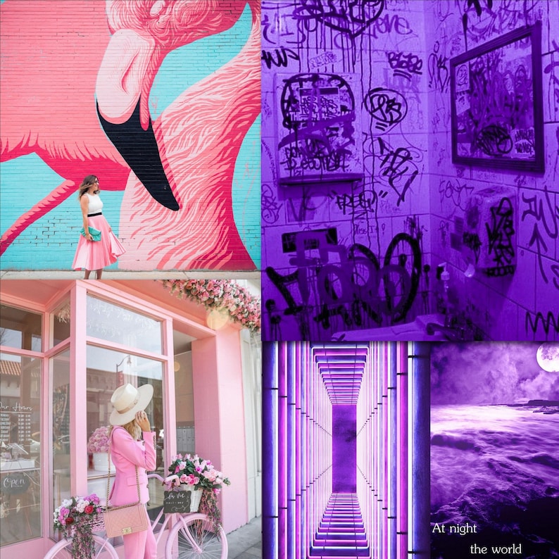 Pink Collage Purple Collage Wall Collage Kit Photo Collage Etsy