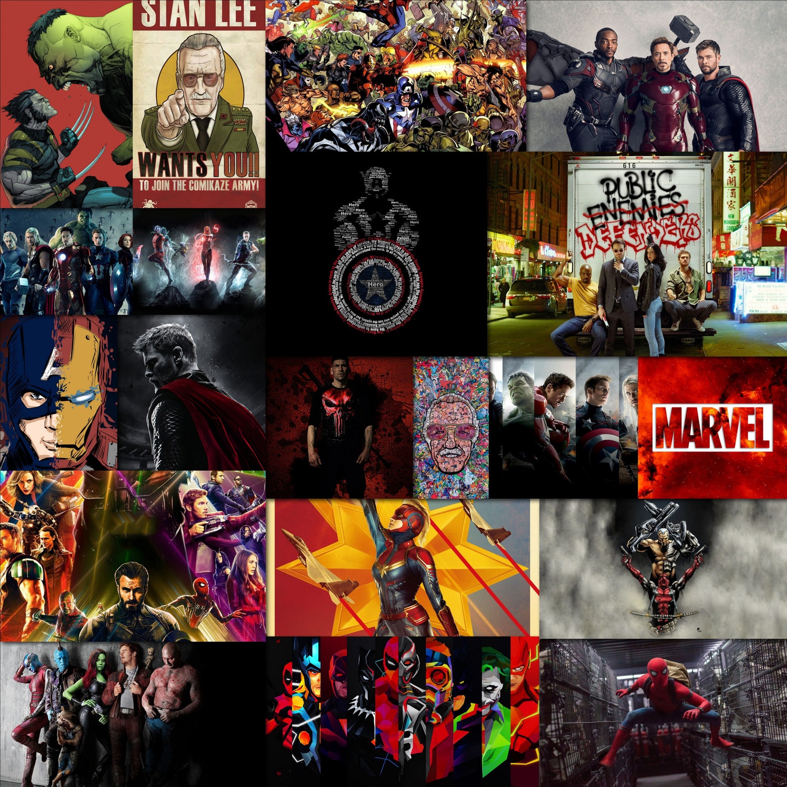 Marvel Wall Collage Kit Wall Decor Marvel Comics Art Etsy