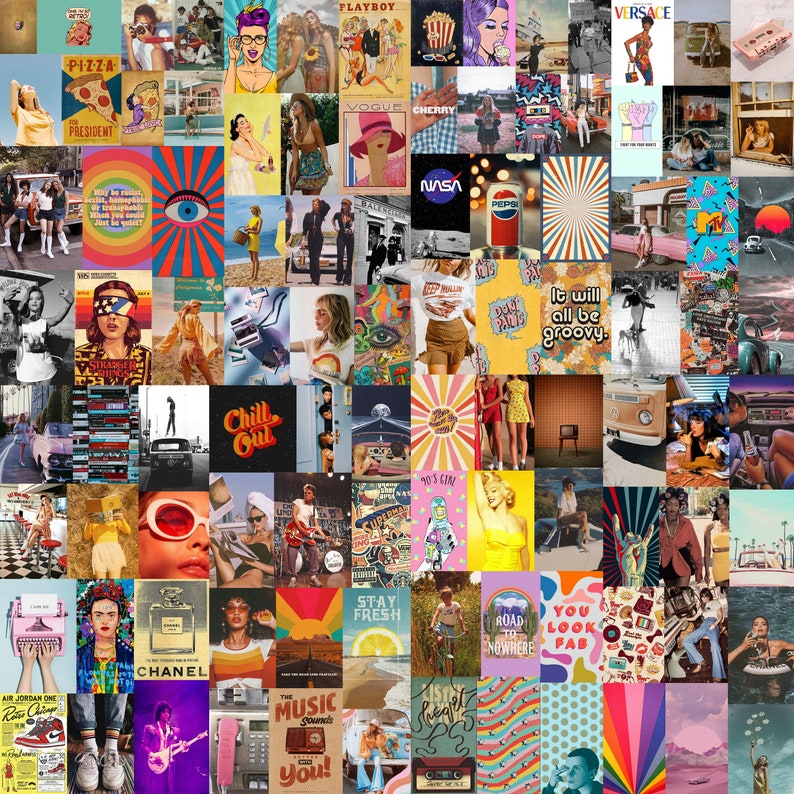 Vintage Wall Collage Kit Retro Collage Aesthetic Vintage Etsy