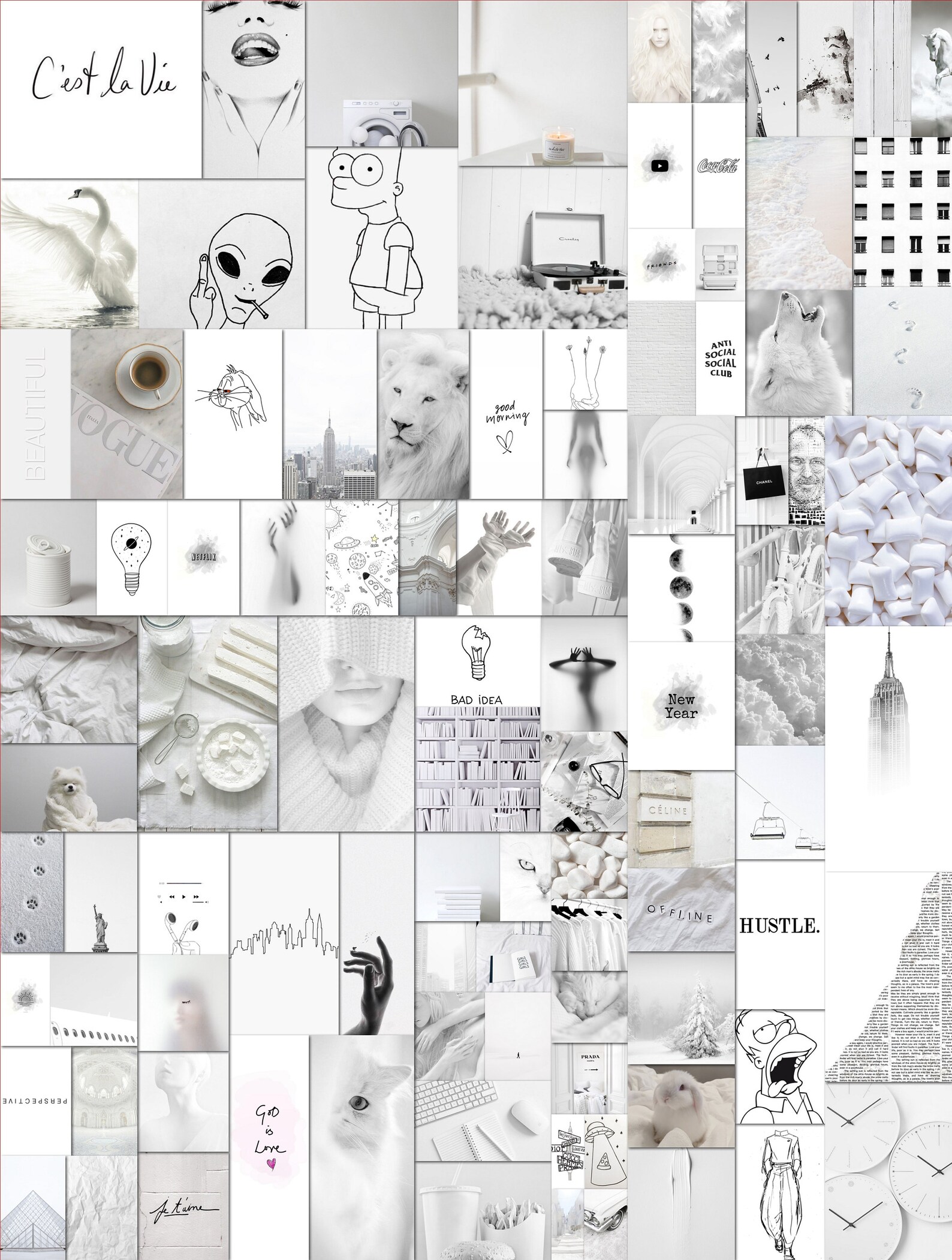 White Wall Collage Kit White Aesthetic Wall Collage Kit Etsy