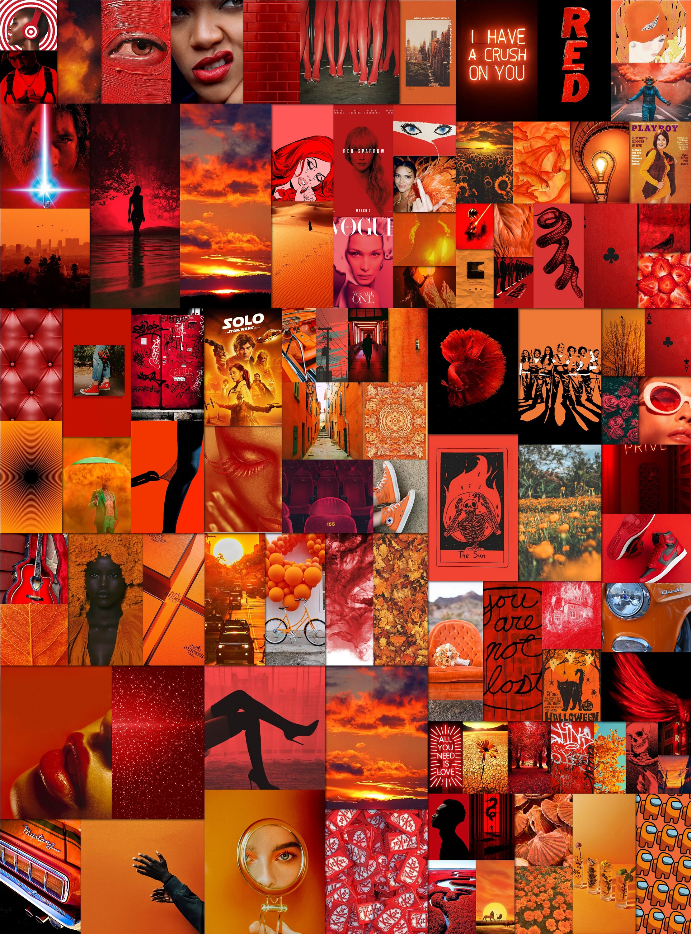 Orange Aesthetic Collage Red Collage Kit Wall Decor Collage Etsy