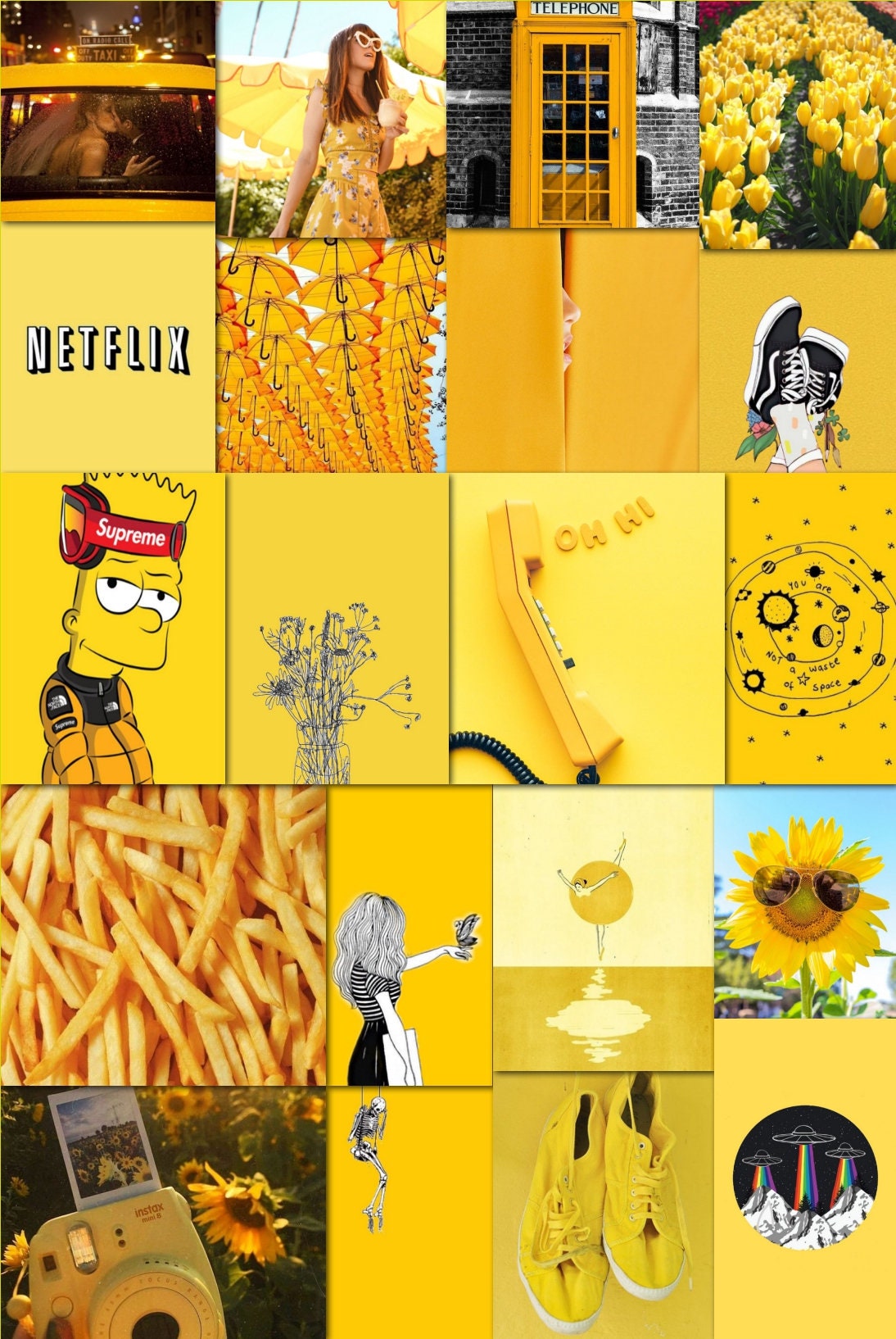 Yellow Wall Collage Kit Yellow Aesthetic Print Yellow Wall Etsy