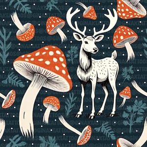 Natale funghi ripetere modello senza soluzione di continuità carta da parati carta da regalo modelli tessuto di Natale carta renna funghi inverno vacanze uso digitale arte