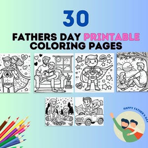 30 Printable Father's Day Coloring Pages – Square A4 Format – Add Your Own Message – Perfect Gift for Dad!