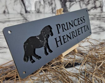 Laser Cut Horse Stable Name Sign, Anthracite Matt Front, Black Marble Effect, Custom Text