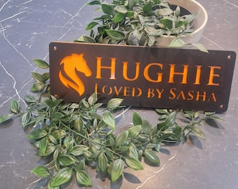 Customisable Horse Stable Name Sign, Black with Orange Lettering, Personalised Gift