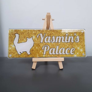 Signo de nombre de gato persa personalizado, placa de jardín, 14 colores de fondo, regalo de tamaño de buzón para amante/propietario de gato- Tags4Nags