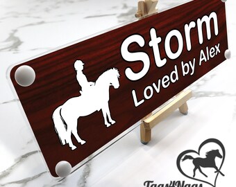 Perspex Stable Horse Sign, Dark Wood All Weather Screw On Pony Sign, My First Horse Gift For Girls, Pony Club Acrylic Signage