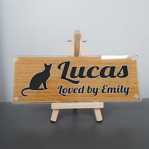 Signo de nombre de gato Sphynx personalizado, esquina de gato, plato de jardín, 14 colores de fondo, regalo de tamaño de buzón, regalo del dueño del gato regalo del amante del gato