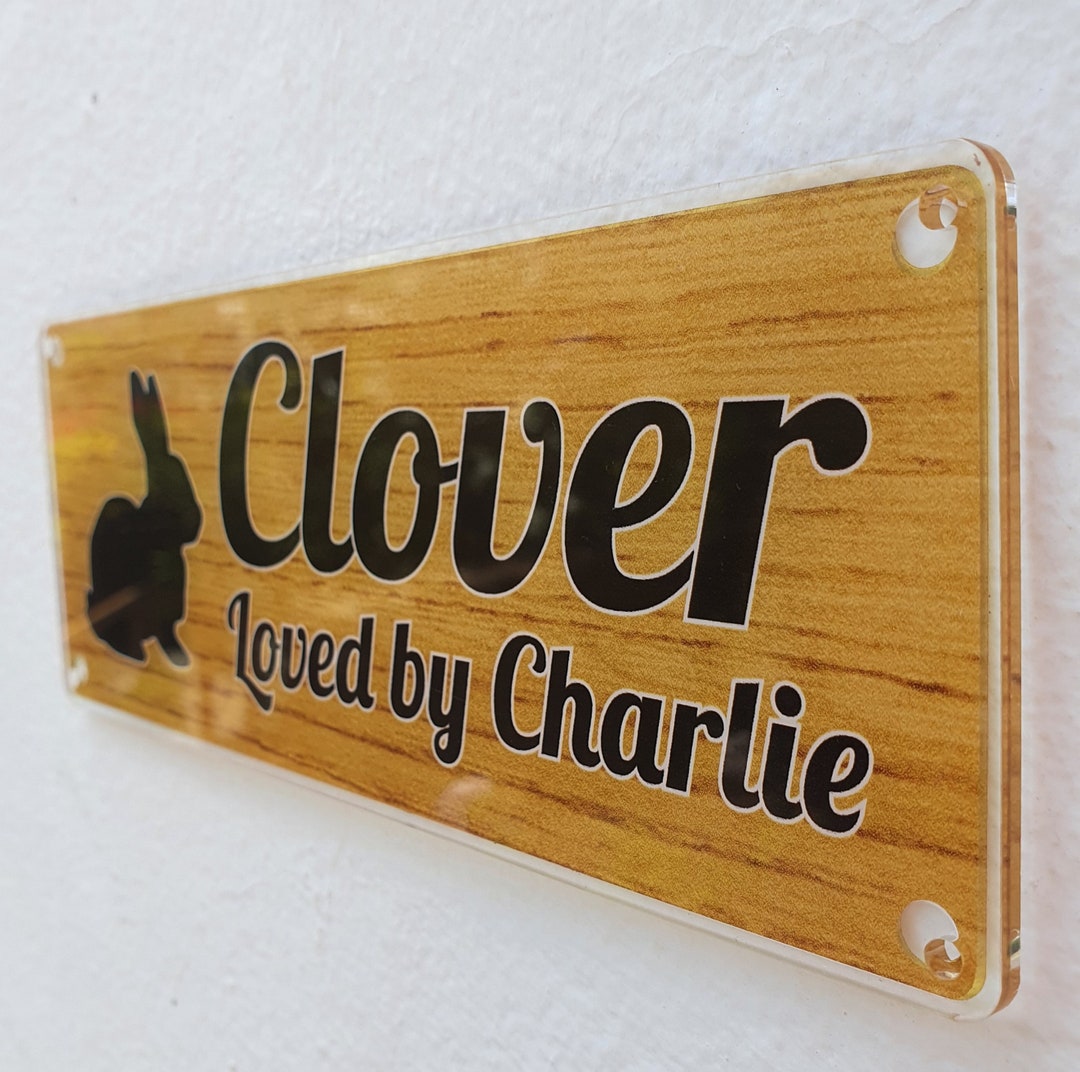 Personalised Rabbit Name Plate, 14 Background Colours With BLACK ...
