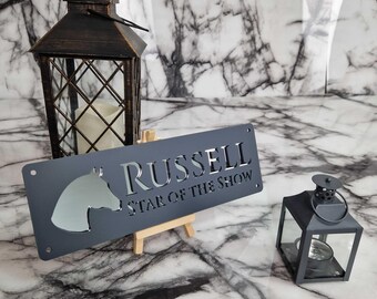Laser Cut Horse Stable Name Sign, Matt Anthracite Silver Mirror Text, Barn Farm Signage