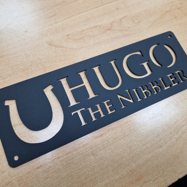 Horse Stable Name Sign, Classy New Laser Cut Designs Black FRONT PLATE ONLY  Customisable Door plaque, personalised gift horse lover