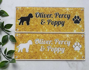 Personalised Cockapoo Dog Pet Name Sign, Kennel Plaque, garden plate, 14 background colours , present, letter box gift- Tags4Nags
