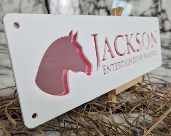 Horse Stable Name Plate White with ROSE GOLD TEXT personalised amazing gift for horse owner stall decoration beautiful colour combination