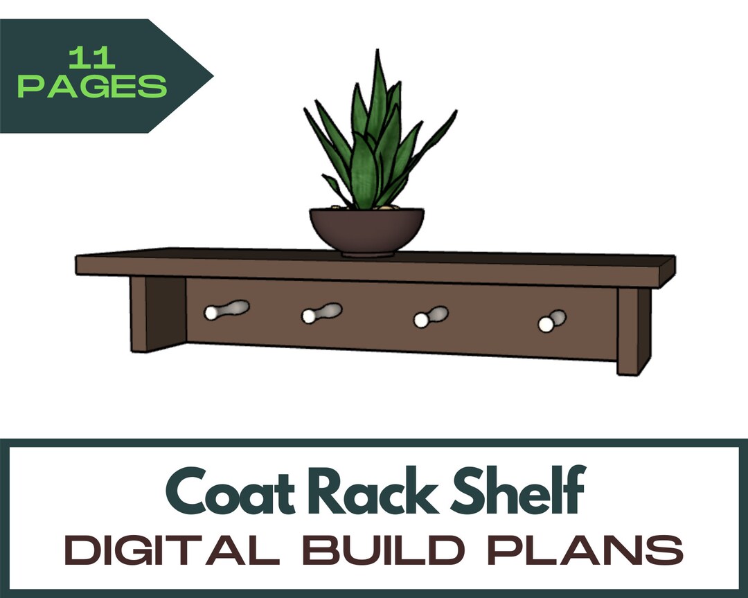 Coat Rack Shelf Plans Wood Coat Rack Digital Plans Wood Etsy