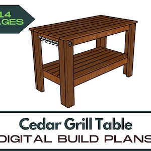 Cedar Grilling Table Plans - DIY Grill Table Plans - Barbecue Table Woodworking Plans - Outdoor Prep Table Plans - Outdoor Gardening Table