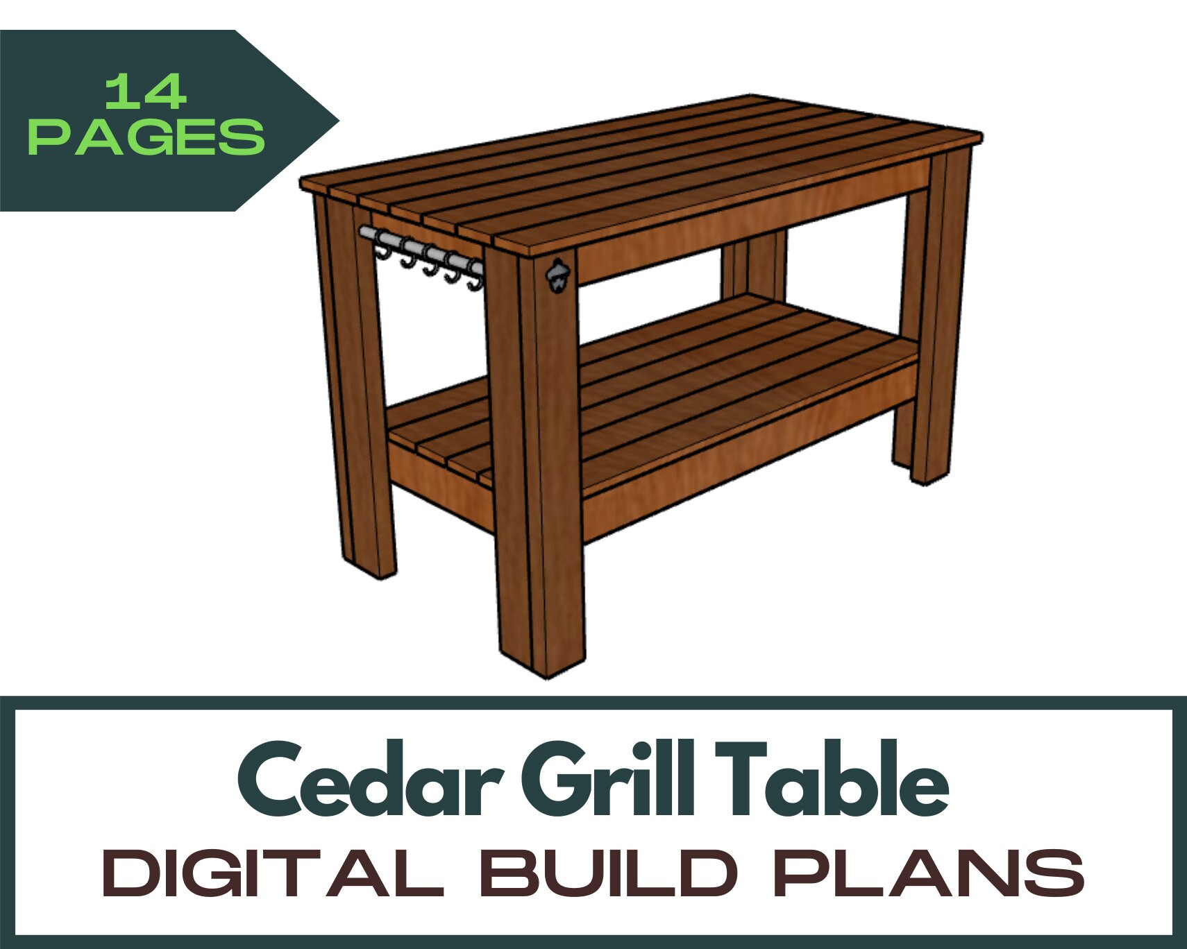 Cedar Grilling Table Plans DIY Grill Table Plans Barbecue Etsy
