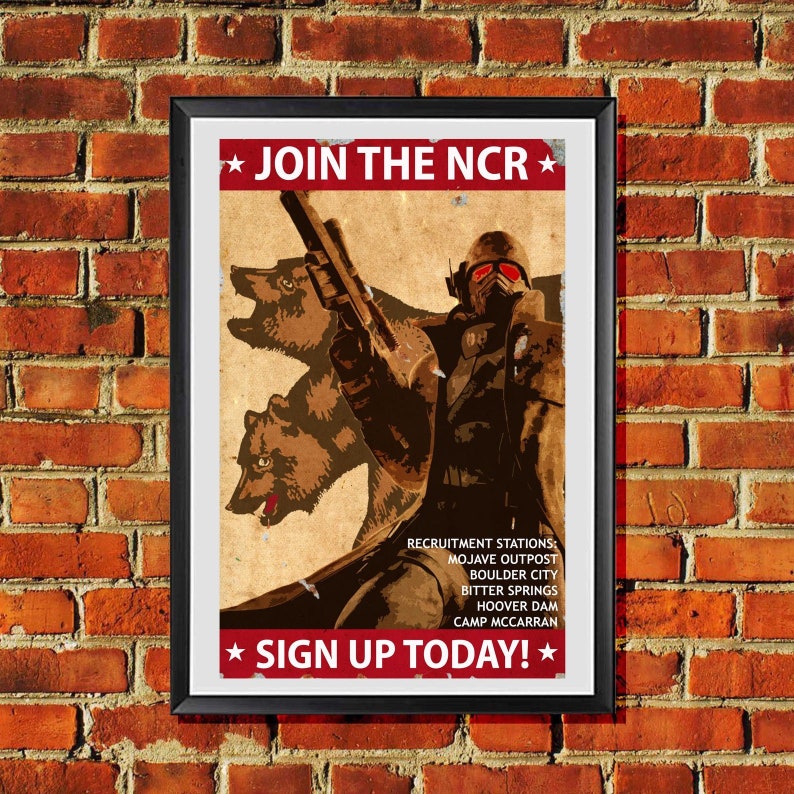 Fallout New Vegas Join The Ncr Propaganda Artwork Canvas Etsy