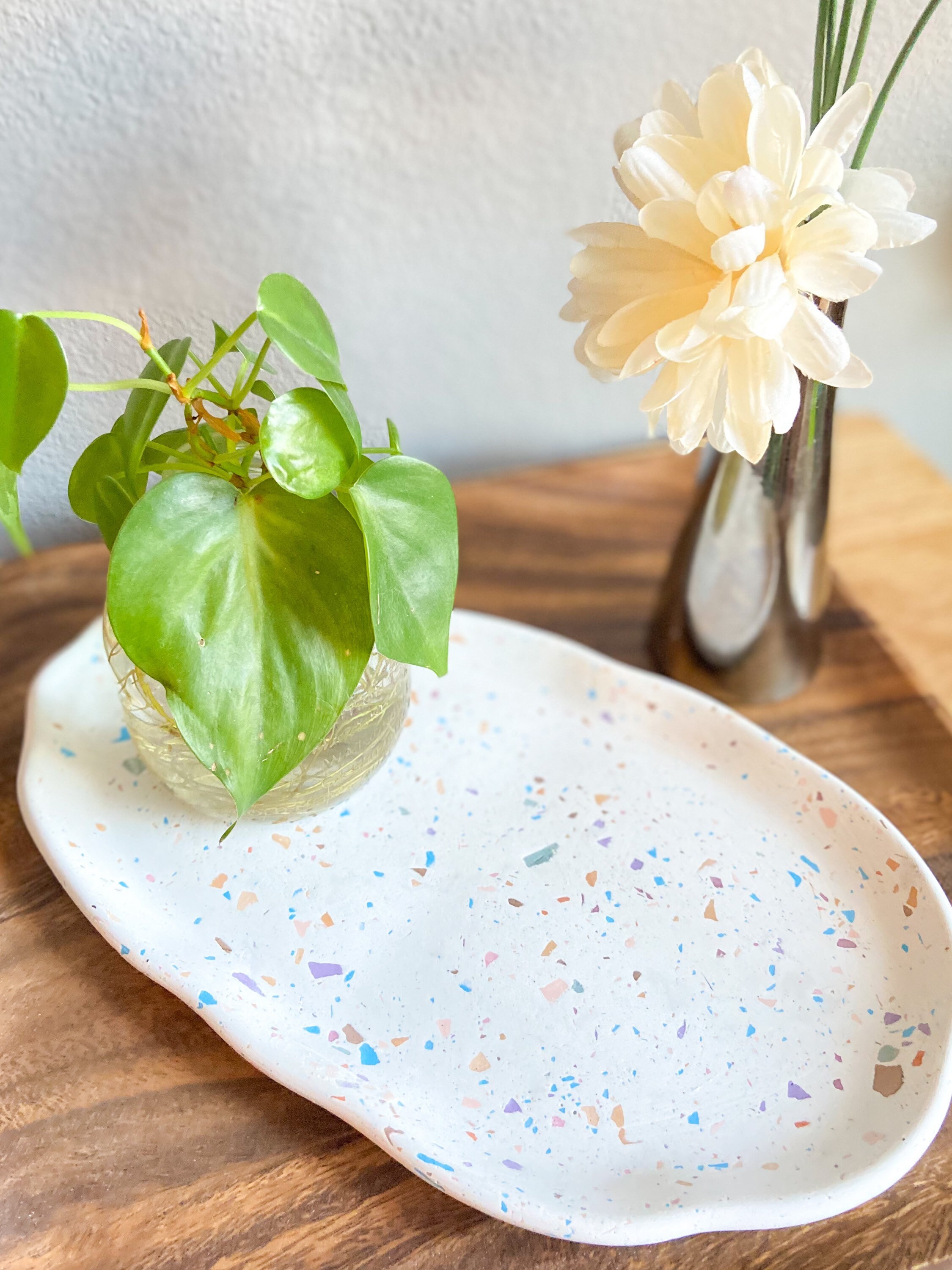 Grand Plateau Ovale en Terrazo, Multicolore