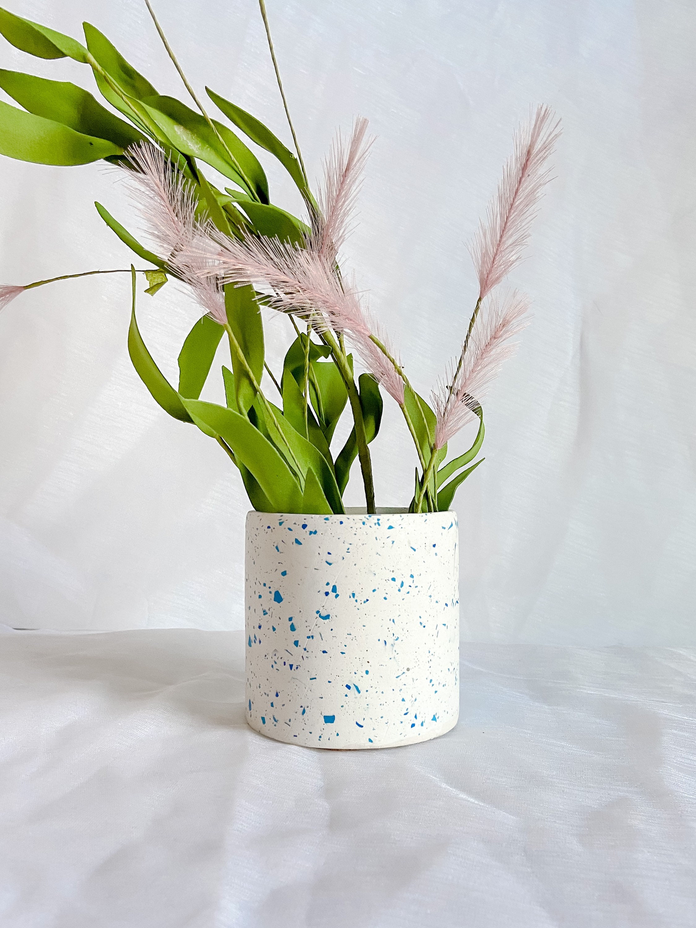Vase de Pot à Crayons en Terrazzo Bleu