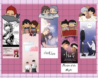 May include: A collection of six bookmarks featuring anime characters. The bookmarks are printed on cardstock and feature a variety of colors and designs. The bookmarks are perfect for adding a touch of personality to your favorite books.