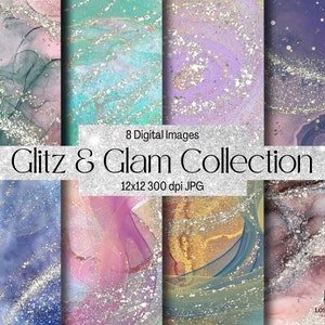 Glitz & Glam Collection Digital Paper - Scrapbook Paper - Decoupage Paper - Digital Backgrounds  - Digital Scrapbook Paper