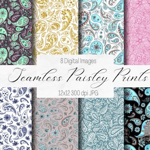 Seamless Paisley Prints Digital Paper - Scrapbook Paper - Decoupage Paper - Digital Backgrounds - Seamless Papers - Paisley Digital Papers