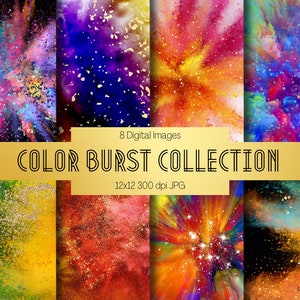 Color Burst Collection Digital Paper - Scrapbook Paper - Decoupage Paper - Digital Backgrounds  - Colorful Digital Papers
