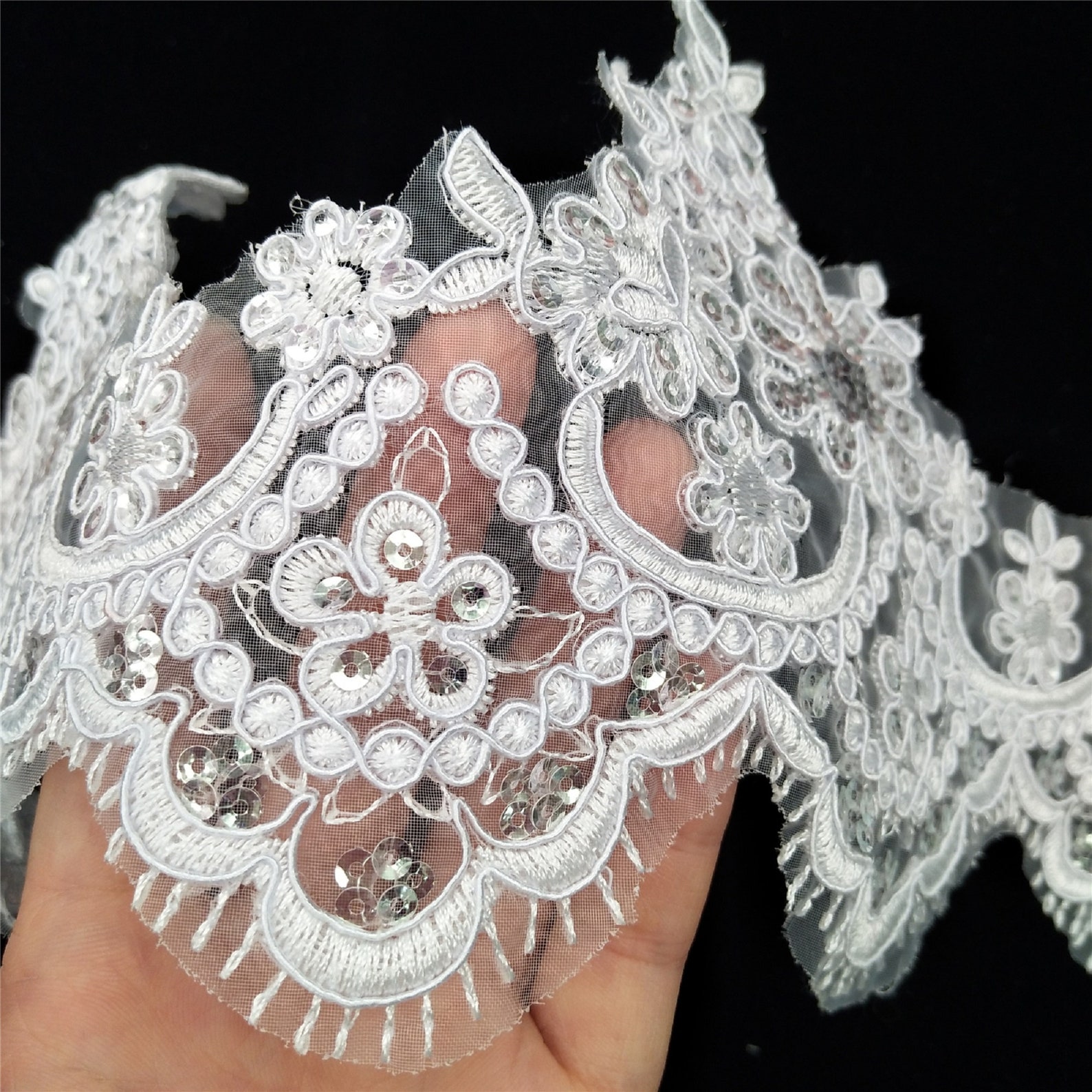 Pure White Wedding Lace Trim Bridal Lace Trim Scalloped Etsy