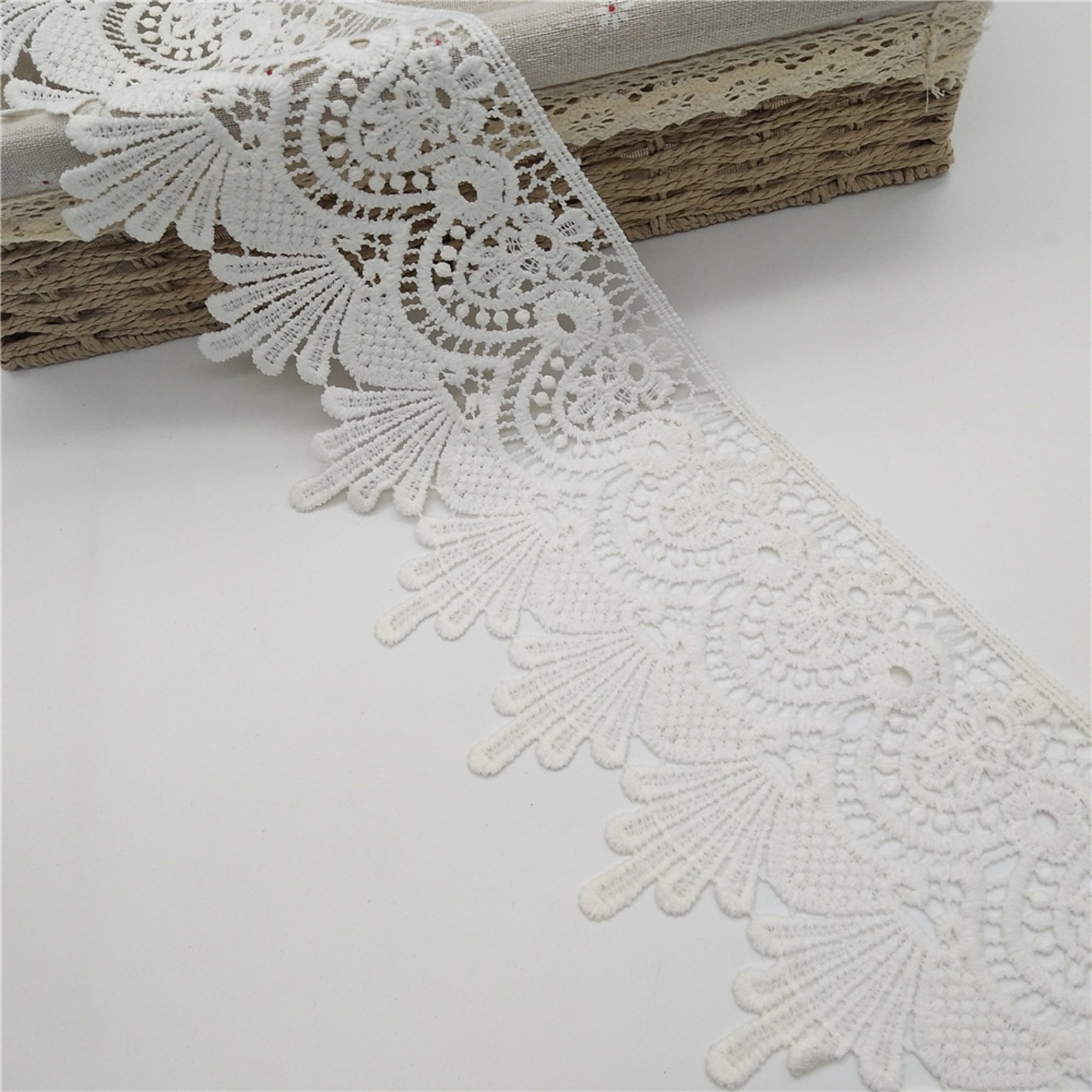 Wide Scallop Lace Trim Sewing Lace Trim White Polyester Etsy