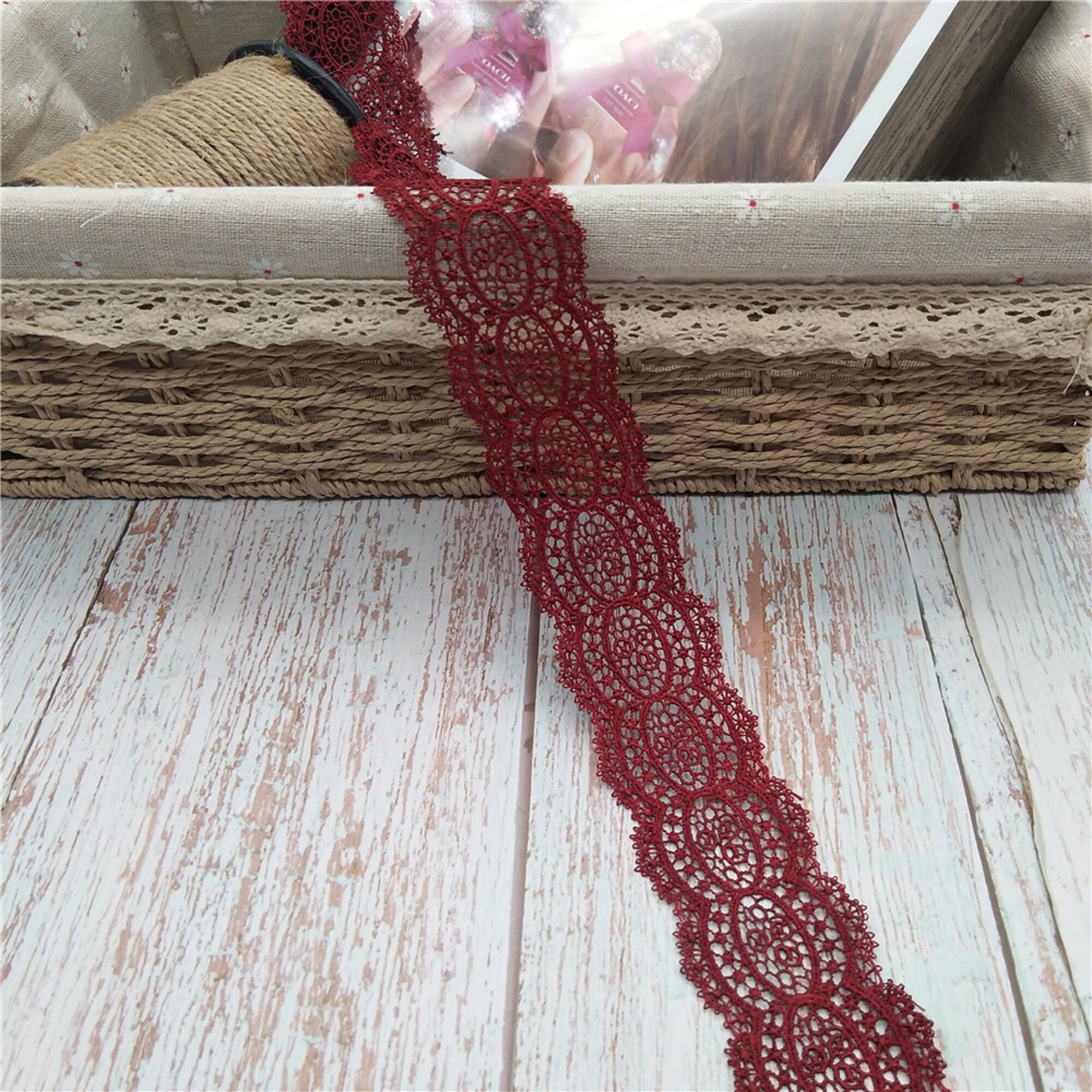 Red Lace Trim 3 yard double scalloped wide lace trim for Etsy