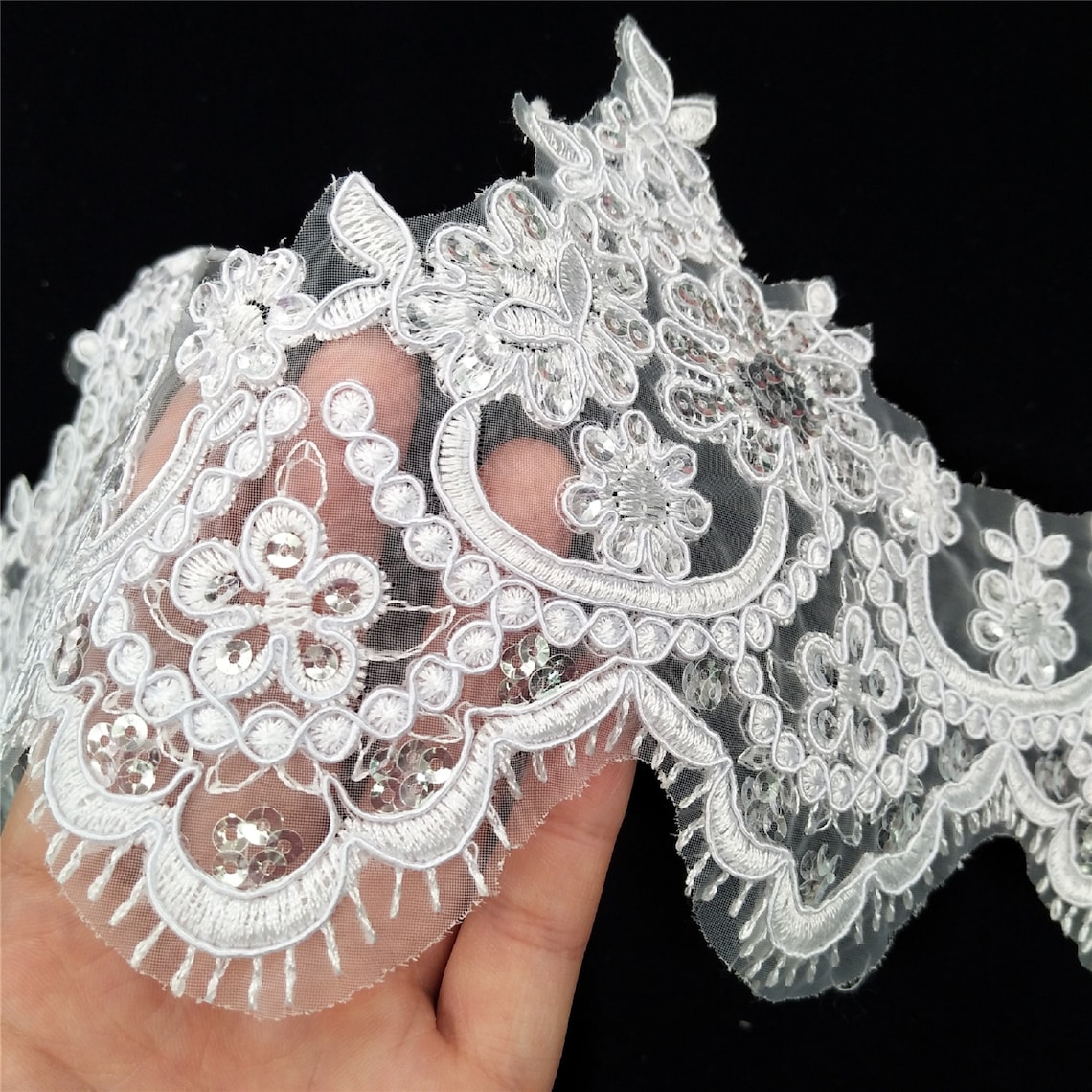 Pure White Wedding Lace Trim Bridal Lace Trim Scalloped Etsy