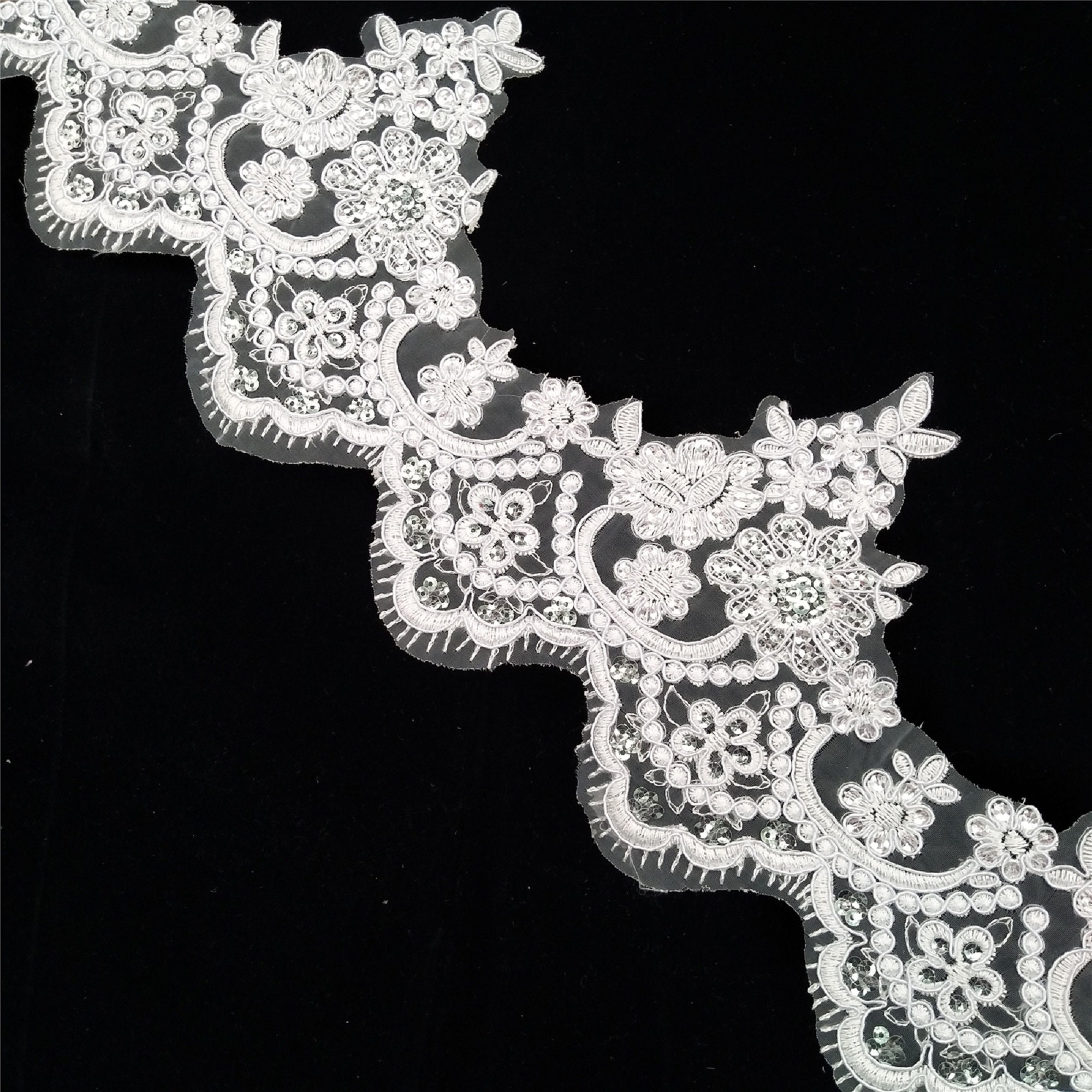 Pure White Wedding Lace Trim Bridal Lace Trim Scalloped Etsy