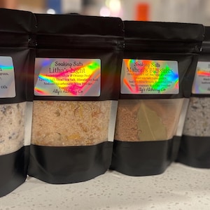 Soaking Salts | Bath Soak | 4oz Bag Bath Salt | All Natural Dried Herbs | Essential Oil Infused | Salt | Ritual Salt | Spiritual Soak | Bath