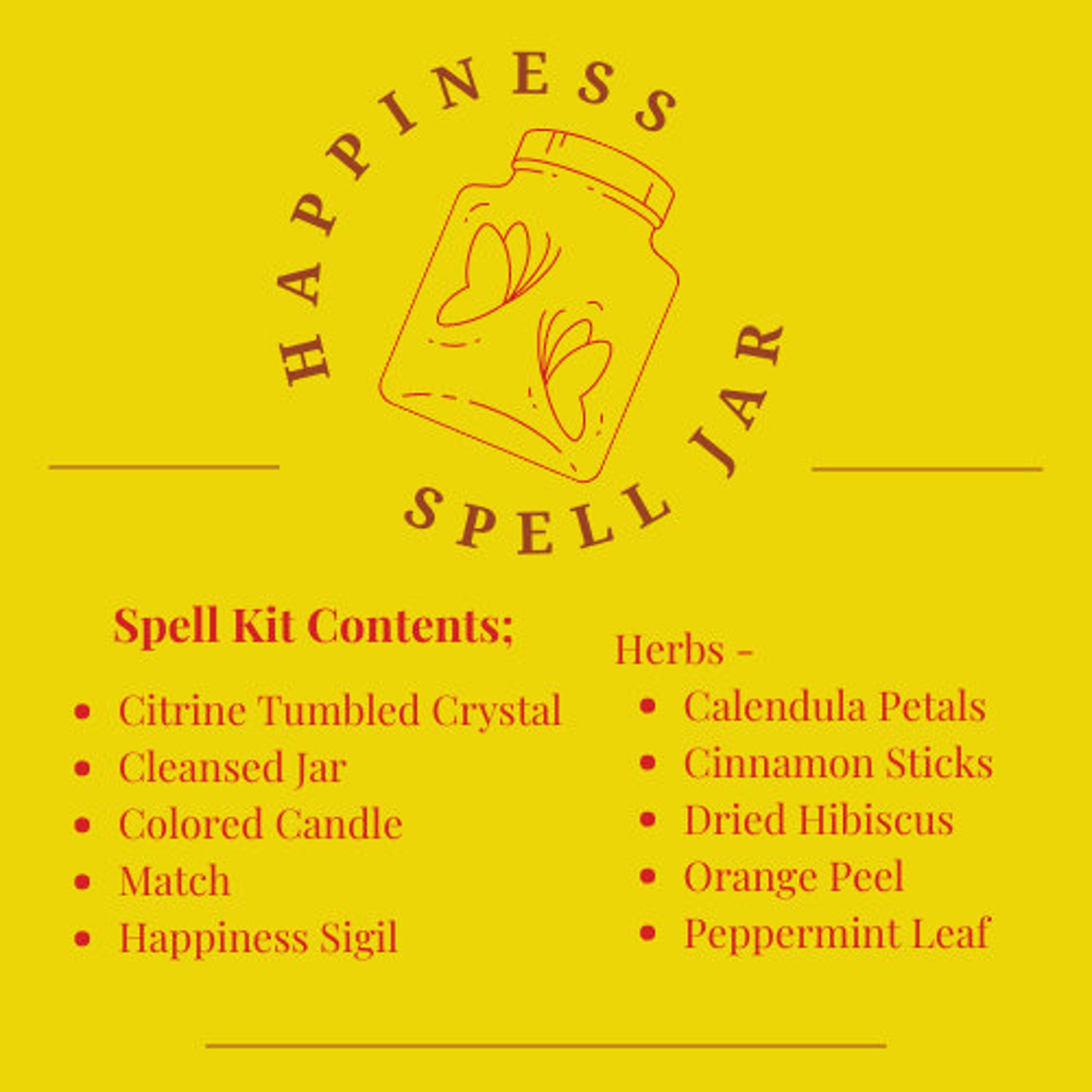 Happiness Spell Jar Kit Happiness Spell Jar Spell Jar Etsy