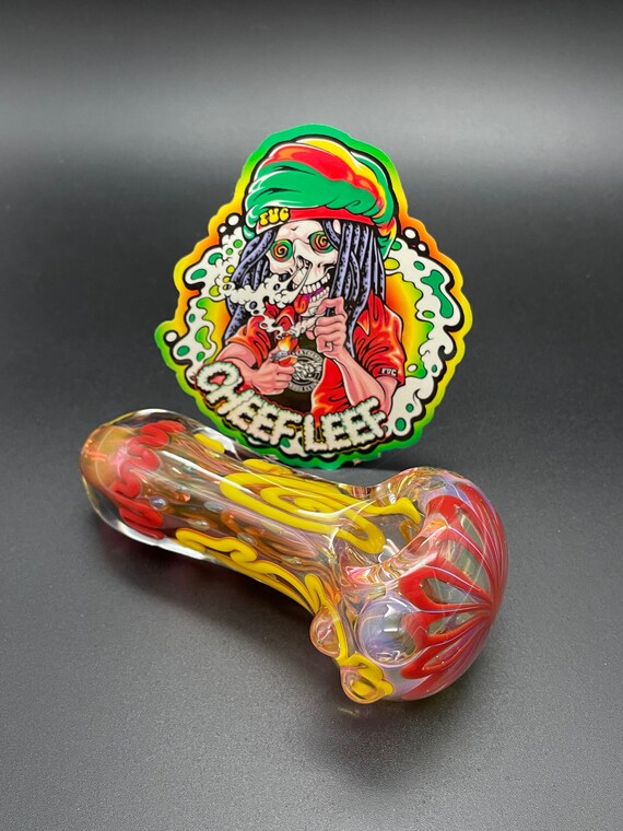 Fumed Heady Glass Pipe Flower Glass Pipe Unique Tobacco Etsy