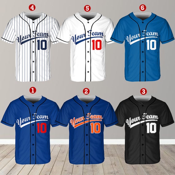 custom blue baseball jersey