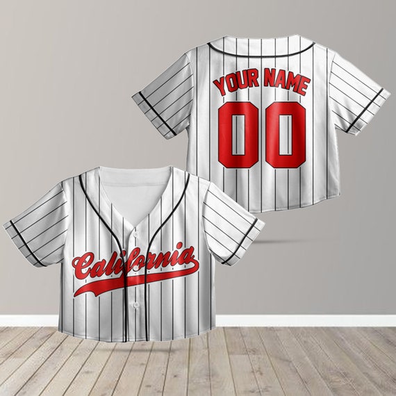 Personalized Colortext Plaid Crop Top Baseball Jersey for 