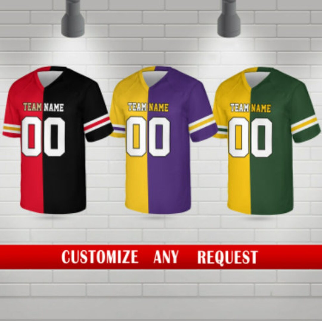Custom Any Two Football Team, Personalization Vneck Shortsleeve Football Jersey, Game Day