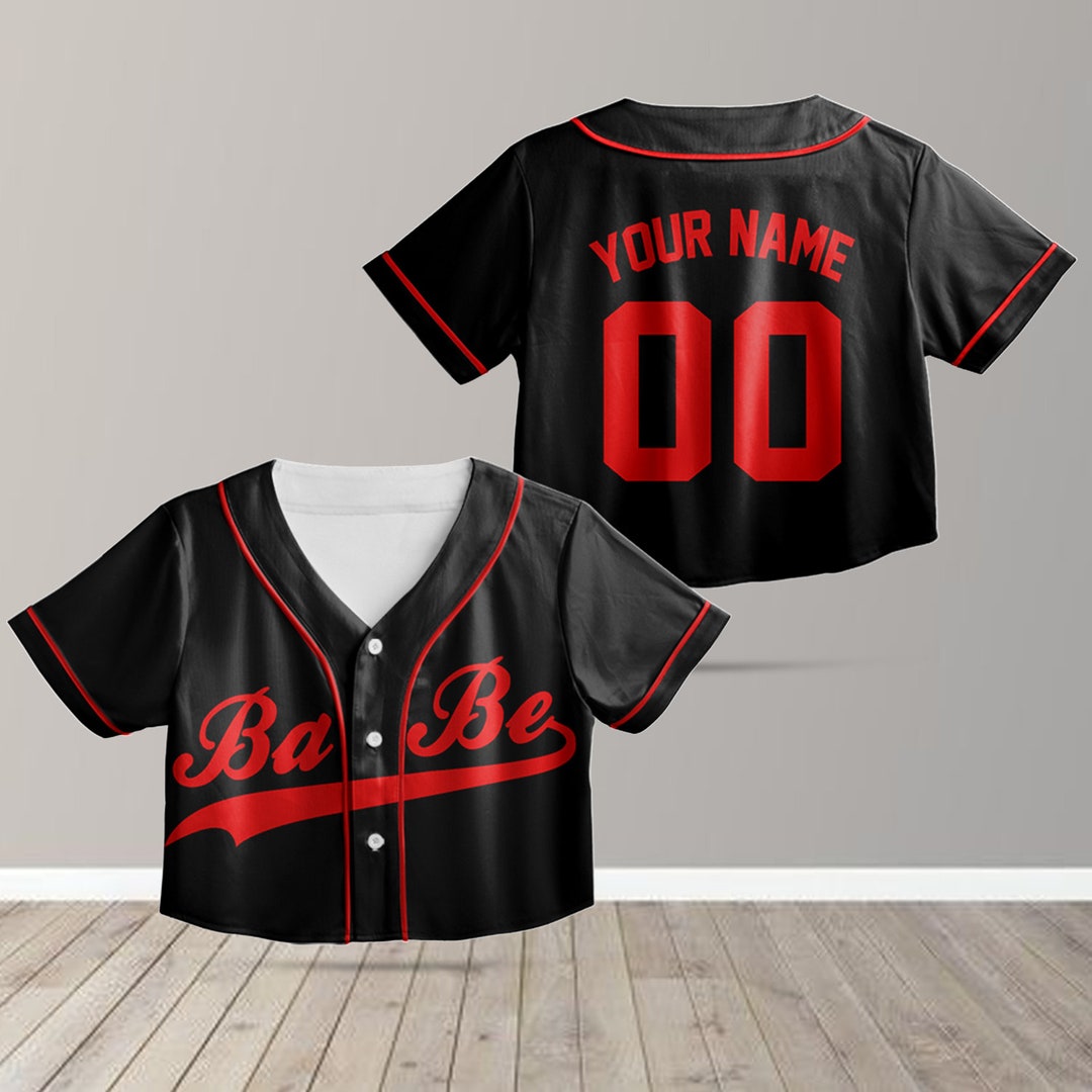 Personalized Color Text Crop Top Baseball Jersey for Teen Girls and