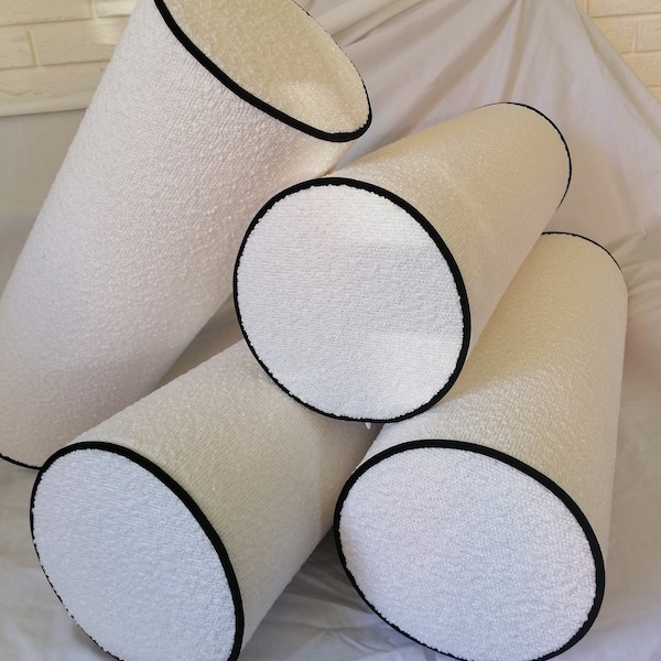 Traversin décoratif bouclé/oreiller décoratif/support de lit king-size/oreiller pour canapé/tête de lit/coussin décoratif/traversin bouclé blanc/insertion ferme/train traversin long