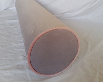 any size bolster/daybed round bolster/lilac velvet/kingsize bed bolster/long roll pillow/violet velvet/contrast pink trim/firm foam insert