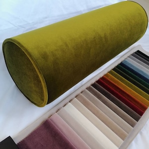 Round bolster pillow/custom size bolster/green velvet pillow/antique color/velvet fabric/firm foam/amber green/bolster for daybed/headboard