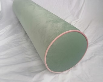 Velvet bolster pillow/accent round pillow/sage velvet cushion/contrast piping pillow/firm insert/custom pillow case/sage pillow cover