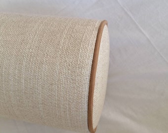 Linen Blend Bolster Pillow with Faux Suede Piping: Light Beige, Extra Long pillow