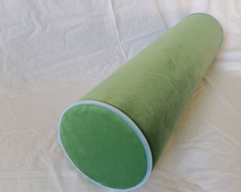 any size bolster/daybed custom bolster/premium velvet/queen bolster/long pillow/fresh green decor cushion/contrast trim/foam®insert